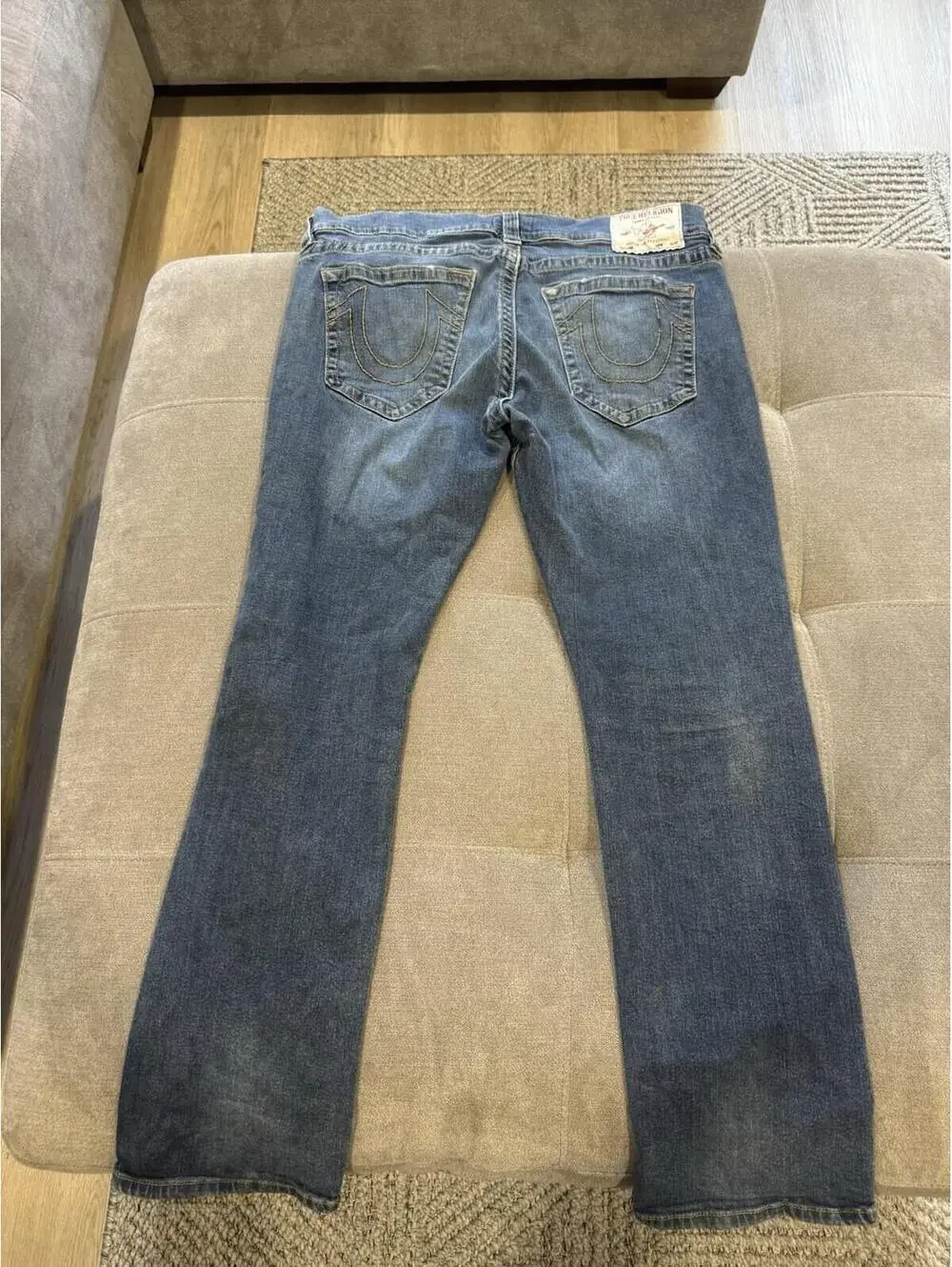 True Religion Jeans Mens 36 Blue Ricky Relaxed Straight Stretch Denim